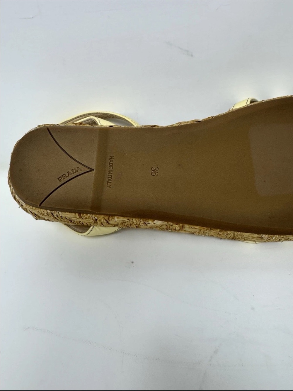 Prada Cream Leather Strappy Espadrille Sandals preowned - Picture 6 of 7
